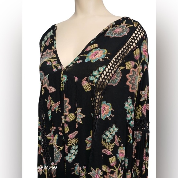Free People Black and Pink Floral Tunic - Picture 11 of 16